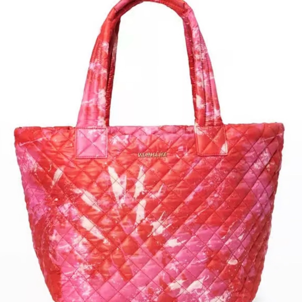 MZ Wallace Red and Pink Quilted Tote